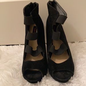 Black suede heels